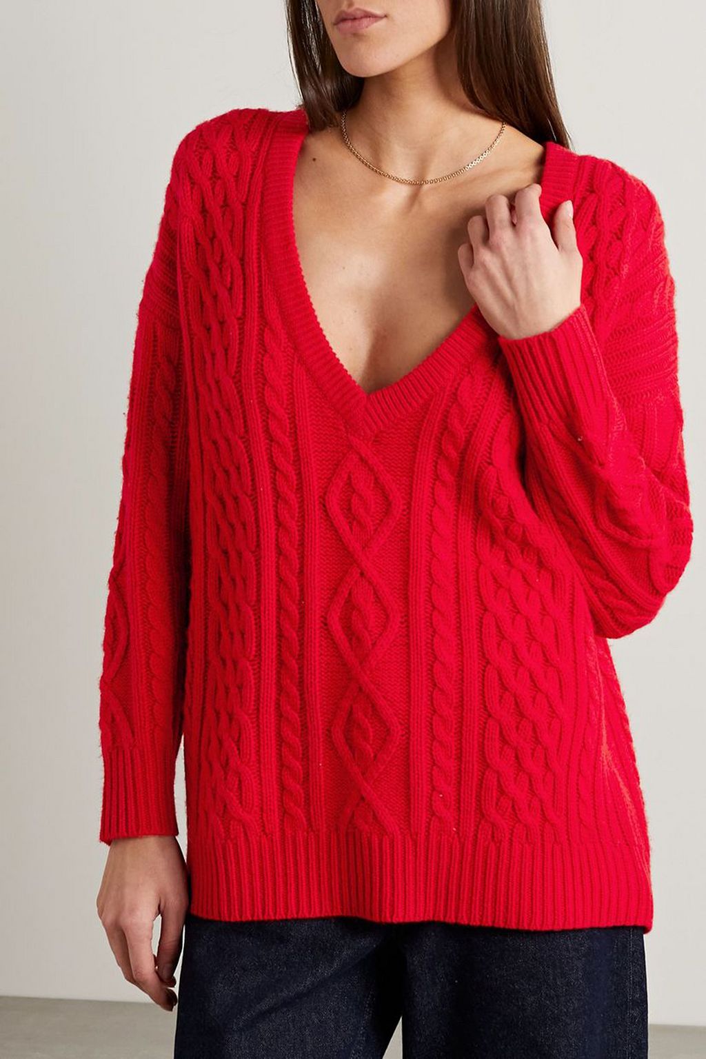 MADELEINE THOMPSON Mulberry cable-knit wool and cashmere-blend sweater