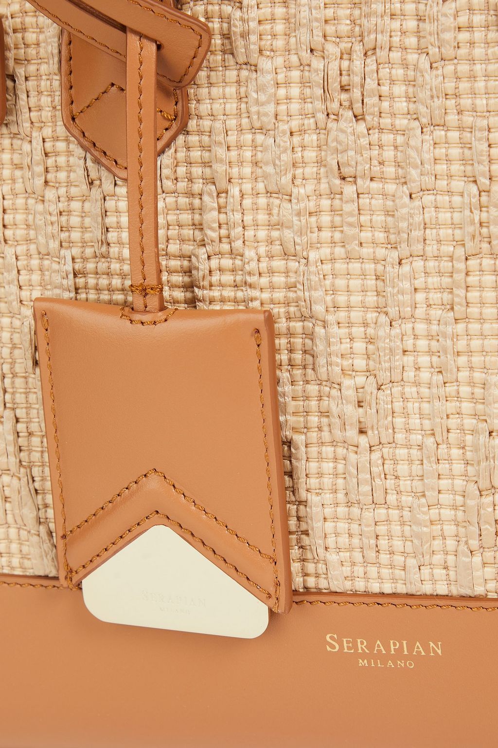 SERAPIAN Leather and raffia tote