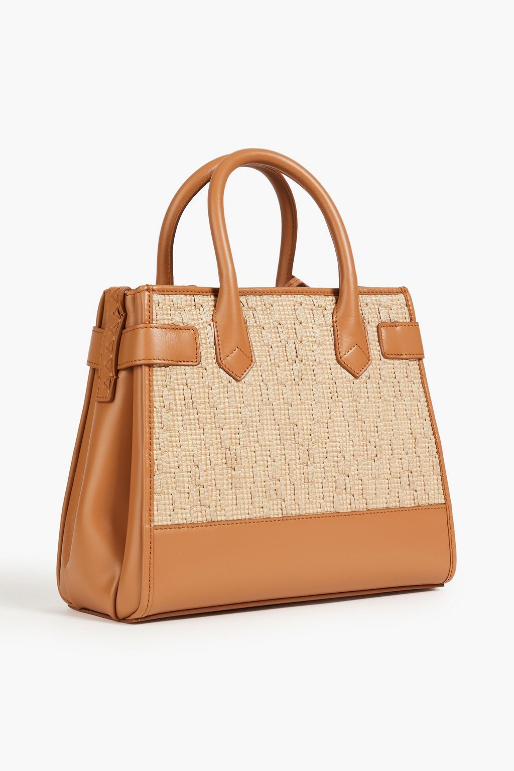 SERAPIAN Leather and raffia tote