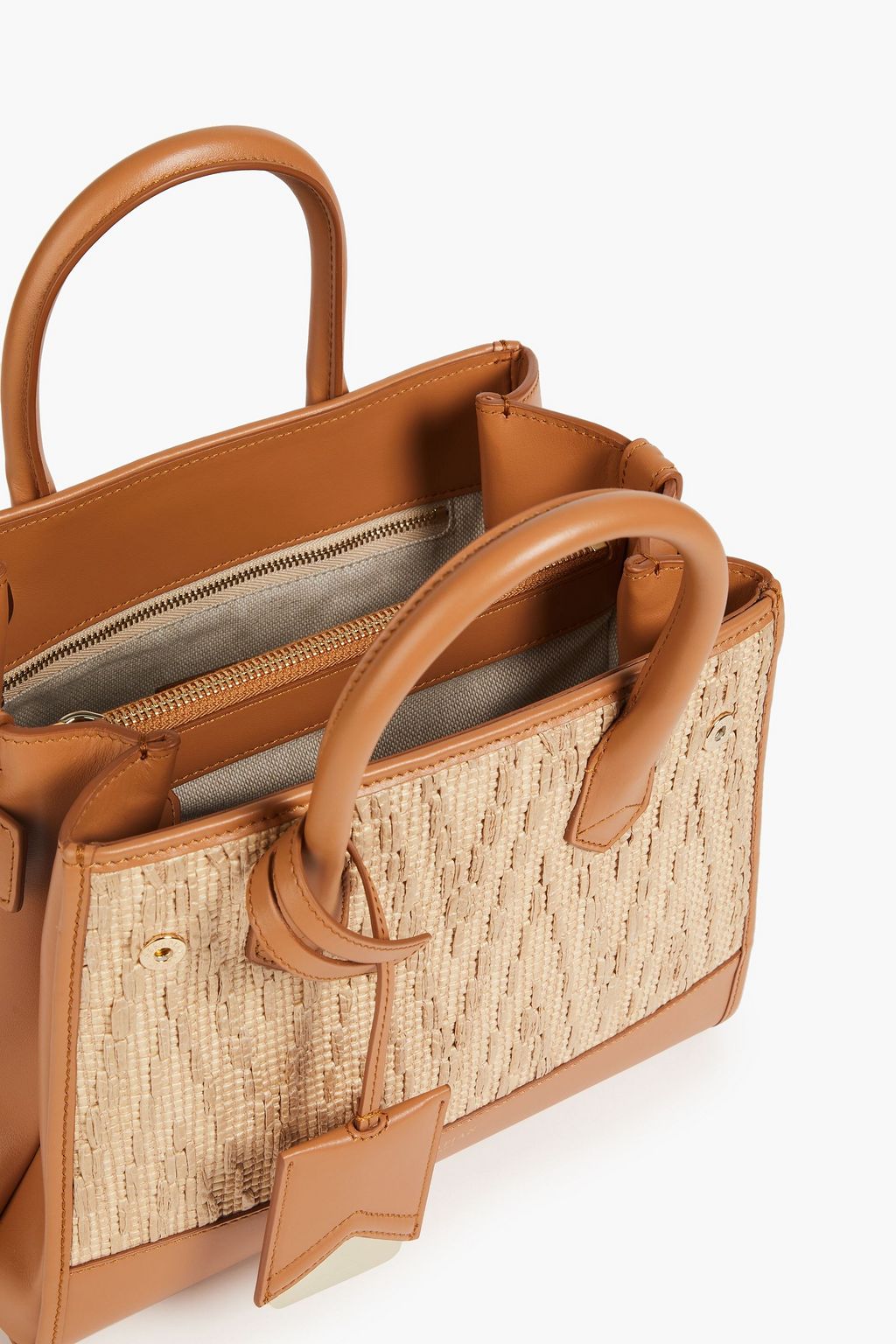 SERAPIAN Leather and raffia tote