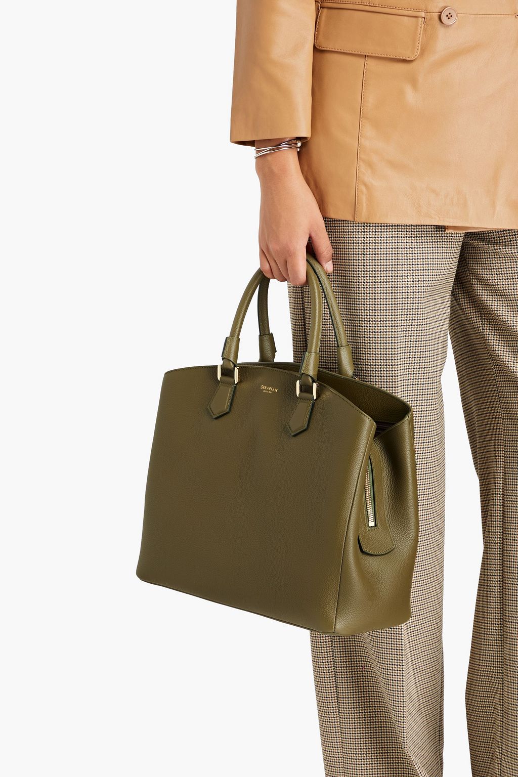 SERAPIAN Luna pebbled-leather tote