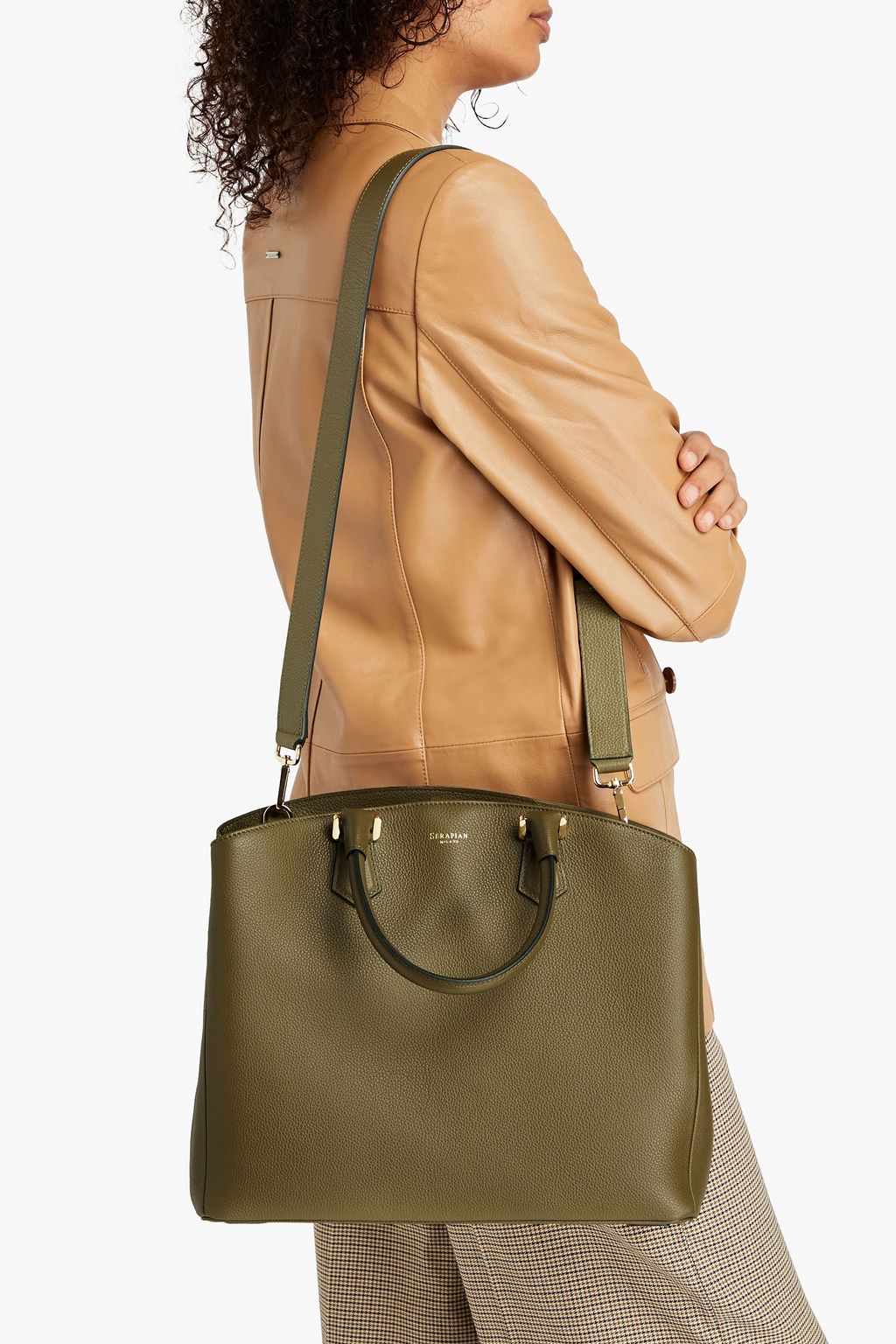 SERAPIAN Luna pebbled-leather tote