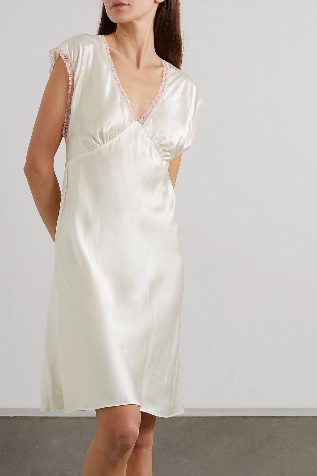 MORGAN LANE Cordelia lace-trimmed satin nightdress