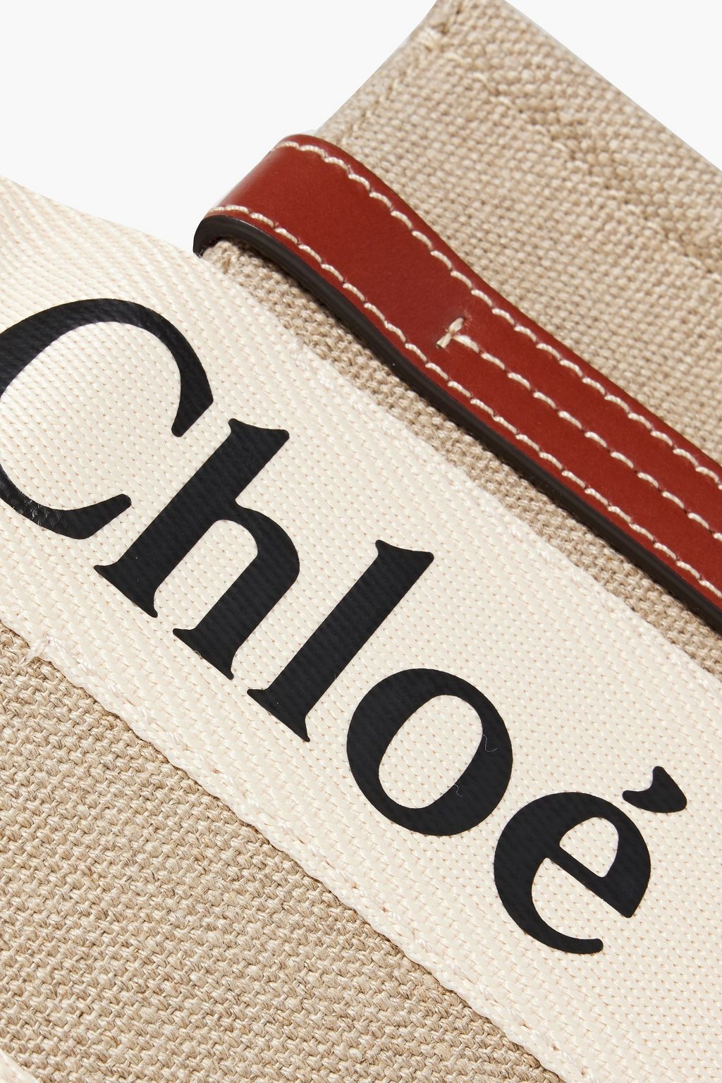CHLOÉ Woody leather-trimmed canvas tote
