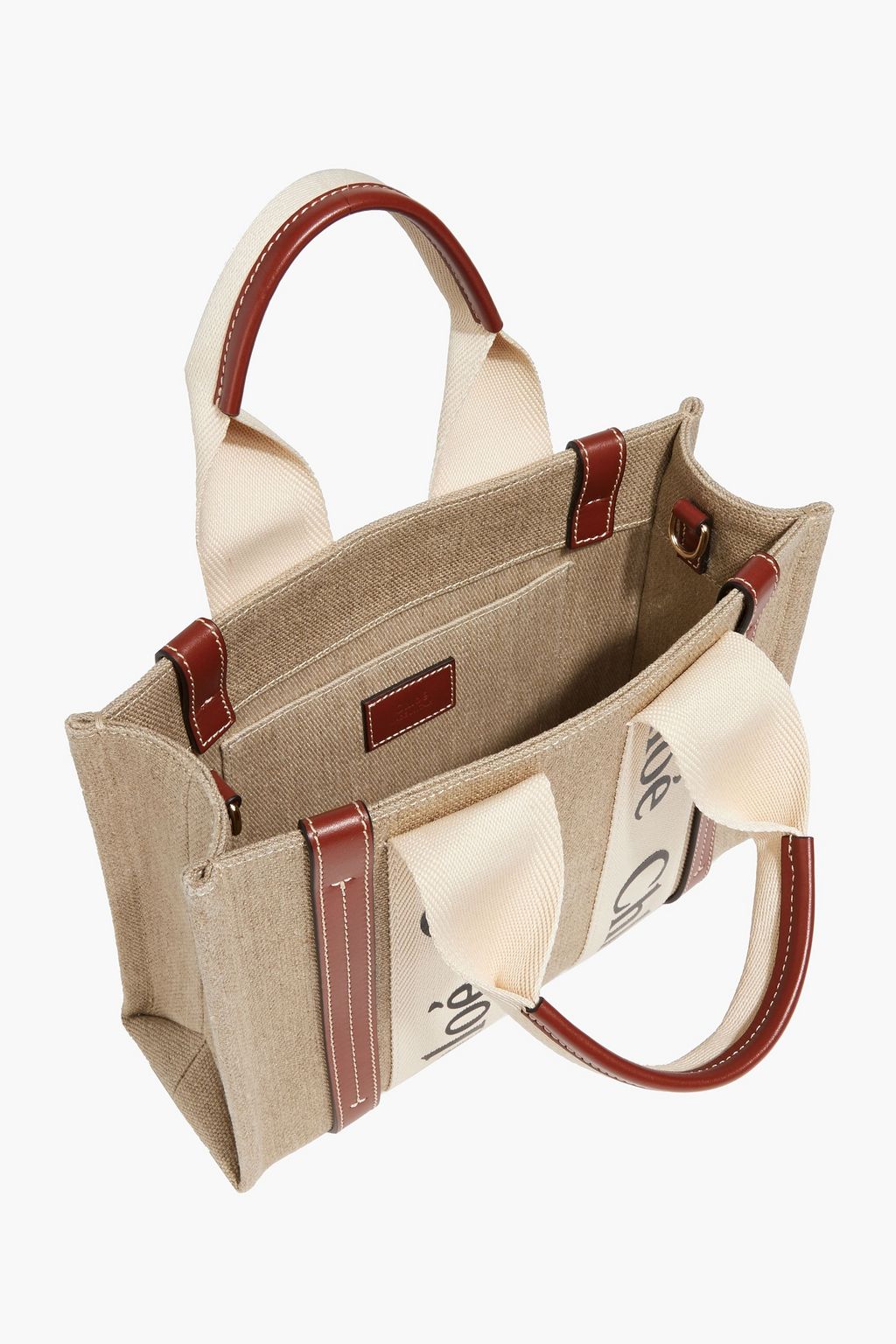 CHLOÉ Woody leather-trimmed canvas tote