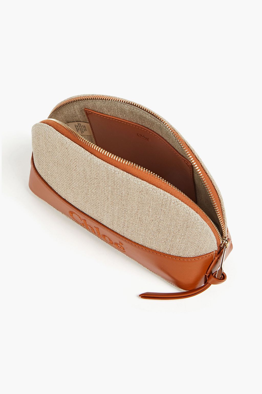 CHLOÉ Sense embroidered leather and linen cosmetics case