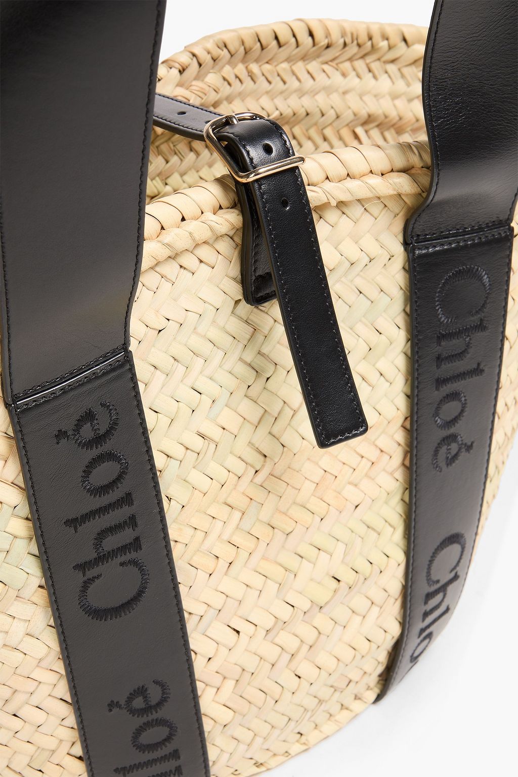 CHLOÉ Sense leather-trimmed raffia tote