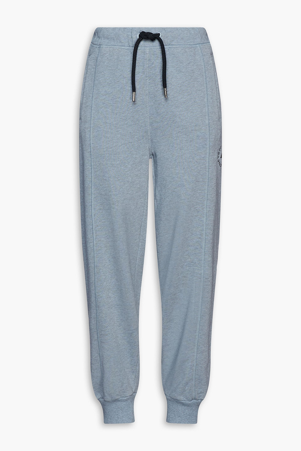 Adidas By Stella Mccartney Mélange Organic French Cotton-terry Sweatpants In Blue