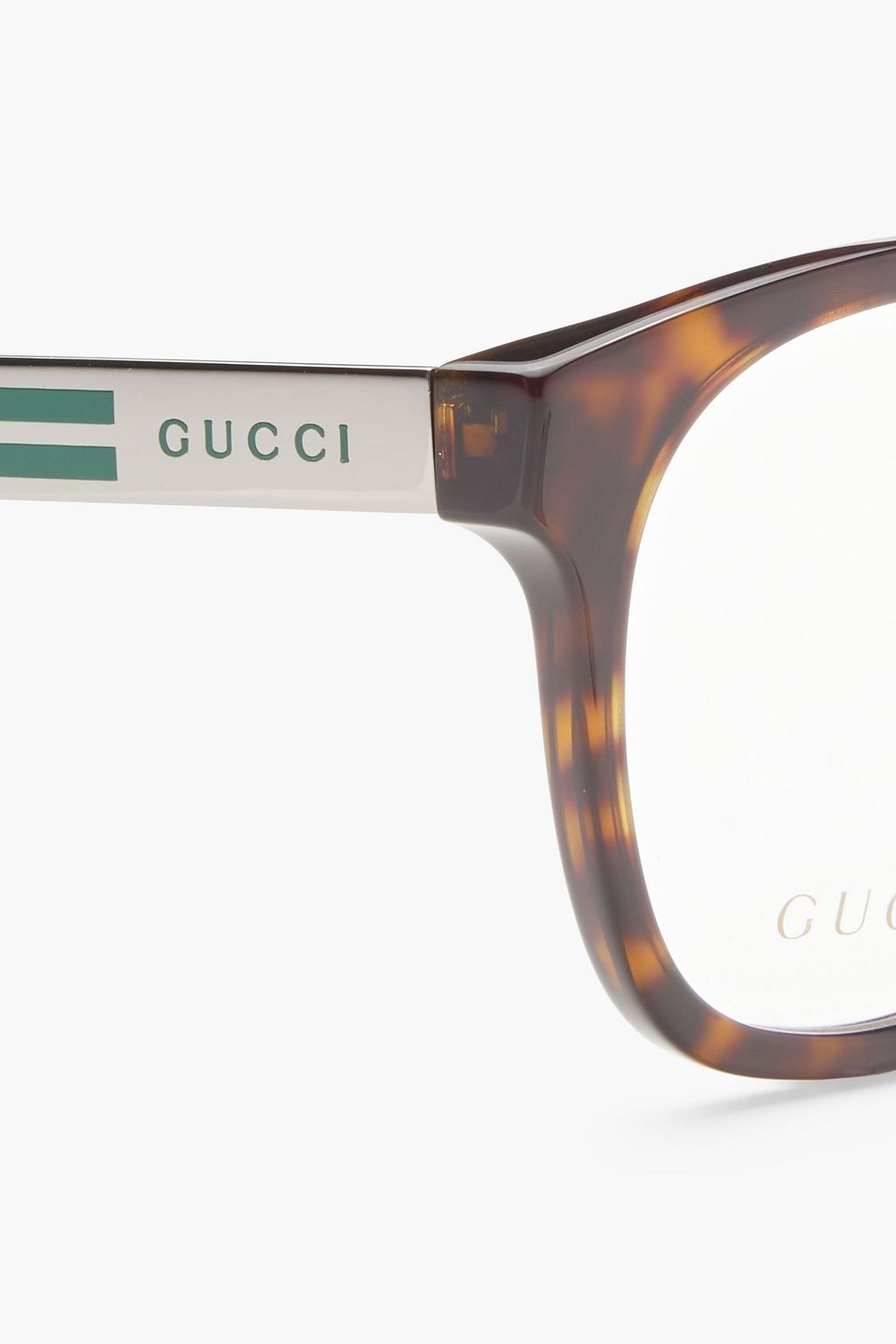 GUCCI D-frame silver-tone and tortoiseshell acetate optical glasses