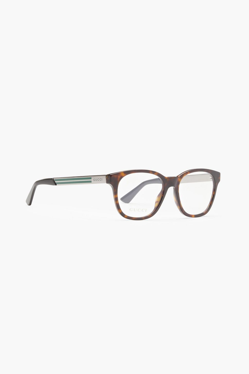 GUCCI D-frame silver-tone and tortoiseshell acetate optical glasses
