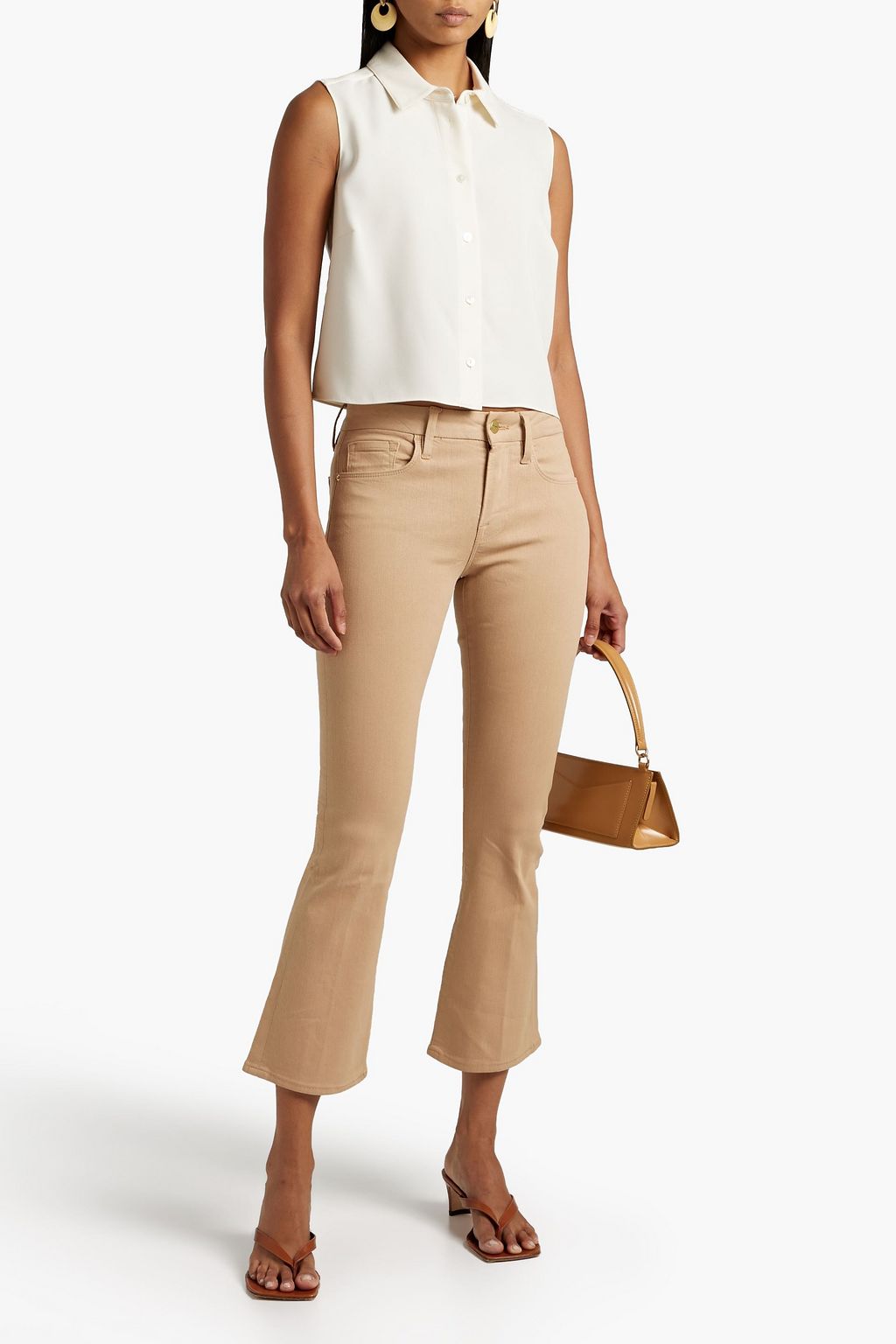 FRAME Le Crop Mini Boot coated high-rise kick-flare jeans