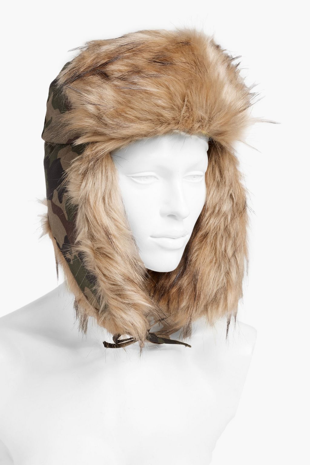 R13 X BRUMAL Faux fur-trimmed shell trapper hat