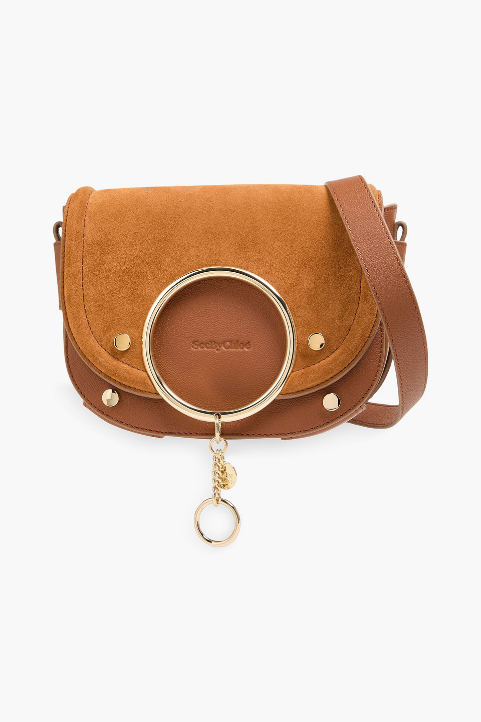 See By Chloé Mara Suede And Textured-leather Cross-body Bag In Camel