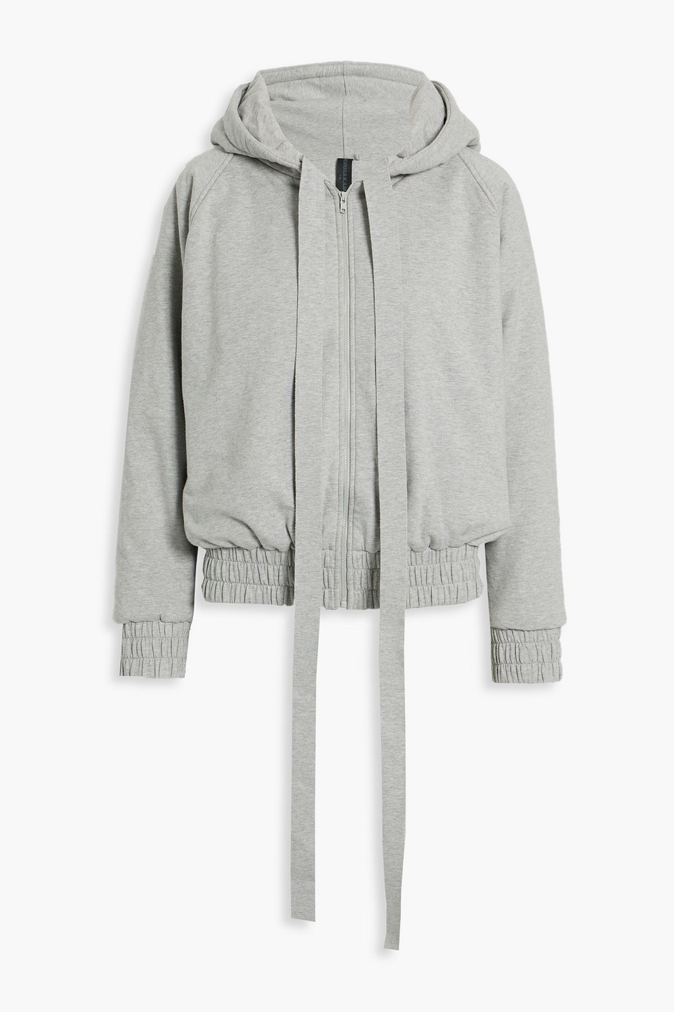 Omo By Norma Kamali Padded Cotton-blend Jersey Hooded Bomber Jacket In Gray