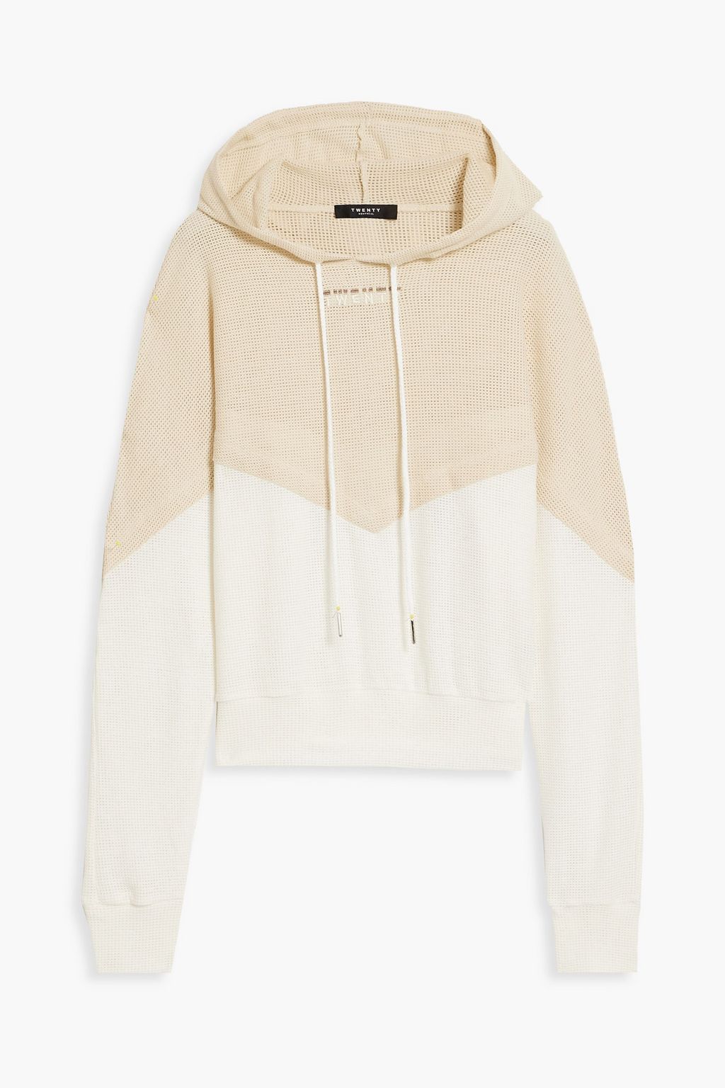 Breathe two-tone cotton-blend mesh hoodie