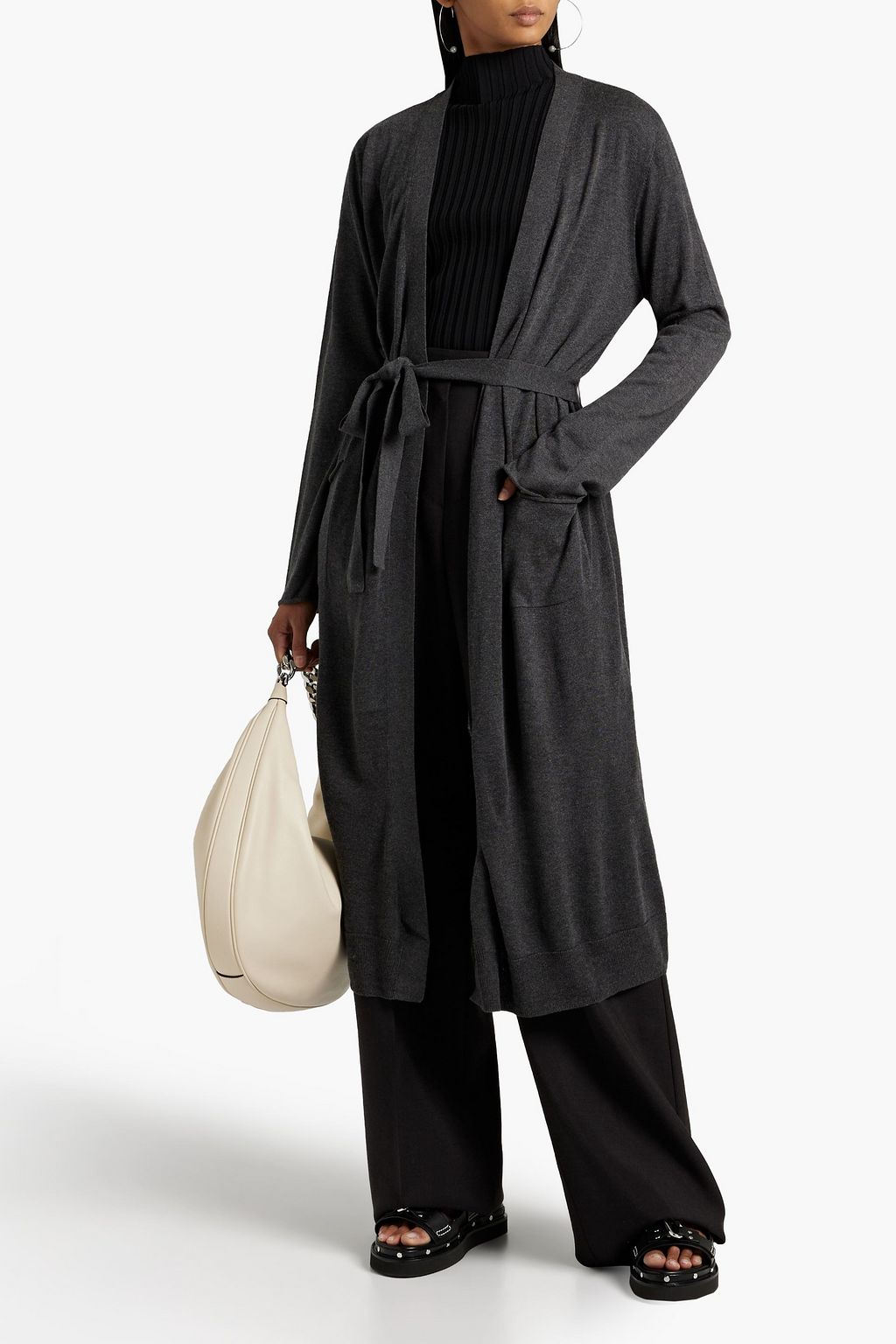 ATM ANTHONY THOMAS MELILLO Belted silk, merino wool and cashmere-blend cardigan