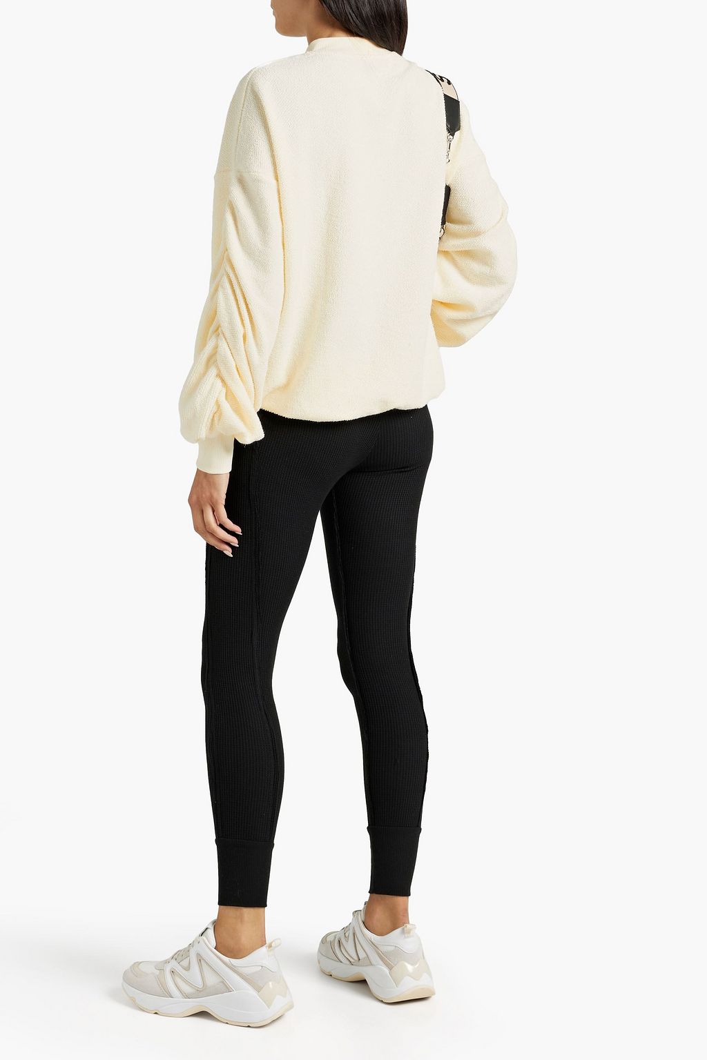TWENTY MONTRÉAL Ruched embroidered French terry sweatshirt