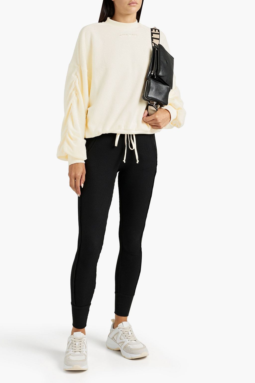 TWENTY MONTRÉAL Ruched embroidered French terry sweatshirt