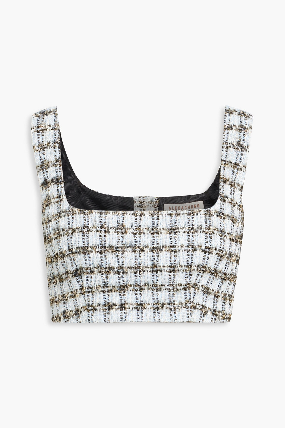 AlexaChung Celie cropped metallic cotton-blend bouclé-tweed top