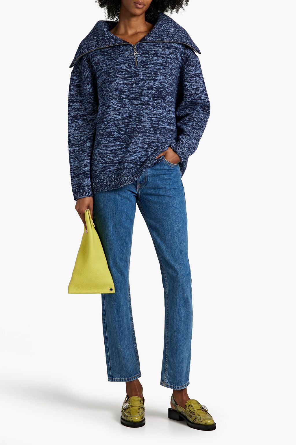 ALEXACHUNG Moon wool and cashmere-blend half-zip sweater