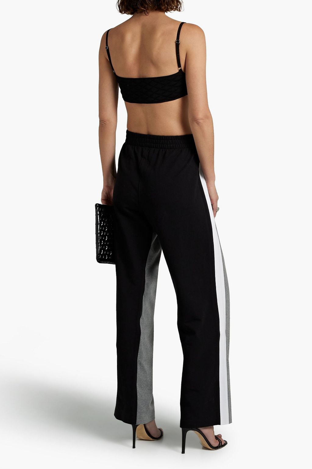 NORMA KAMALI Color-block French cotton-blend terry track pants | THE OUTNET