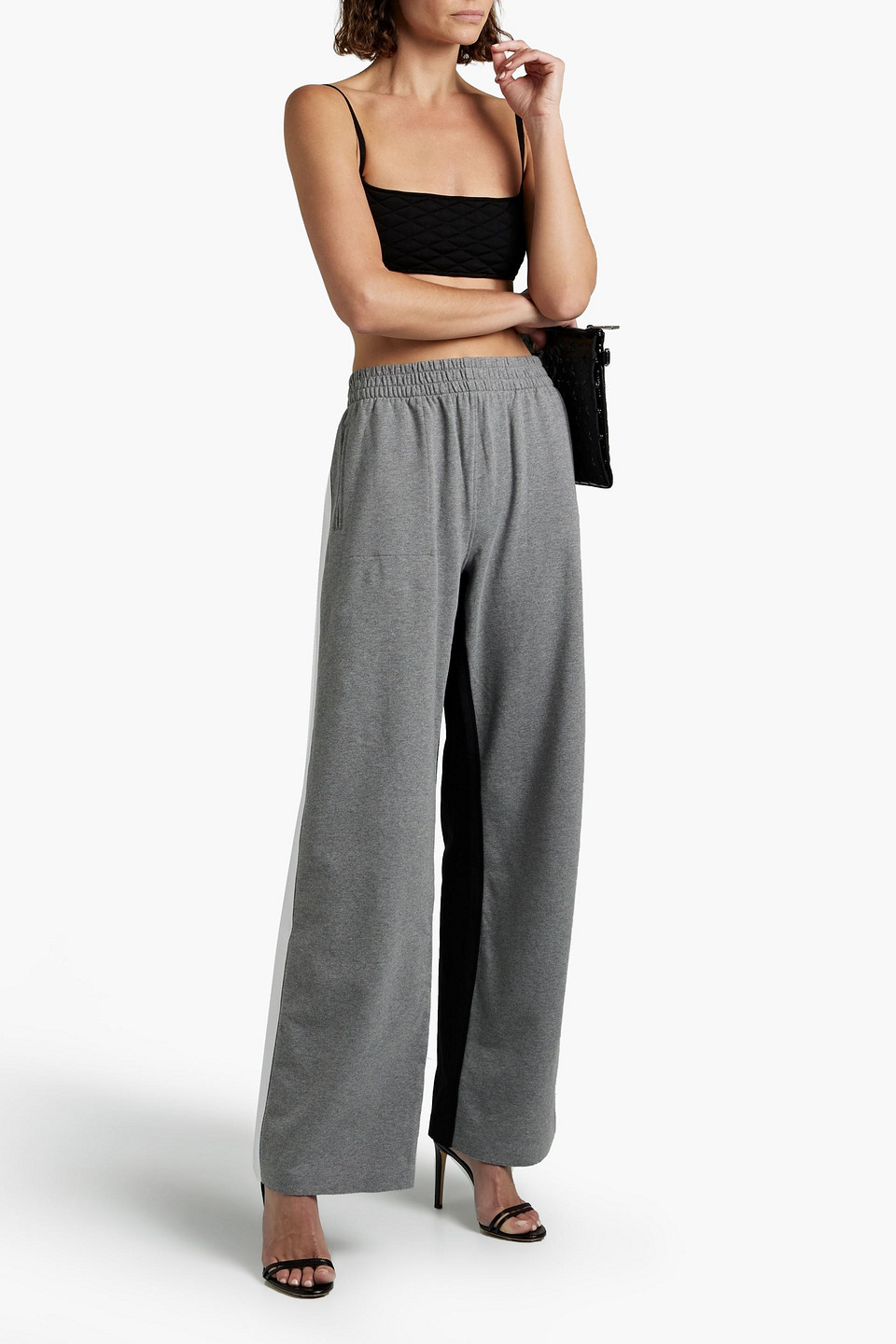 Norma Kamali Woman Color block French Cotton blend Terry Track