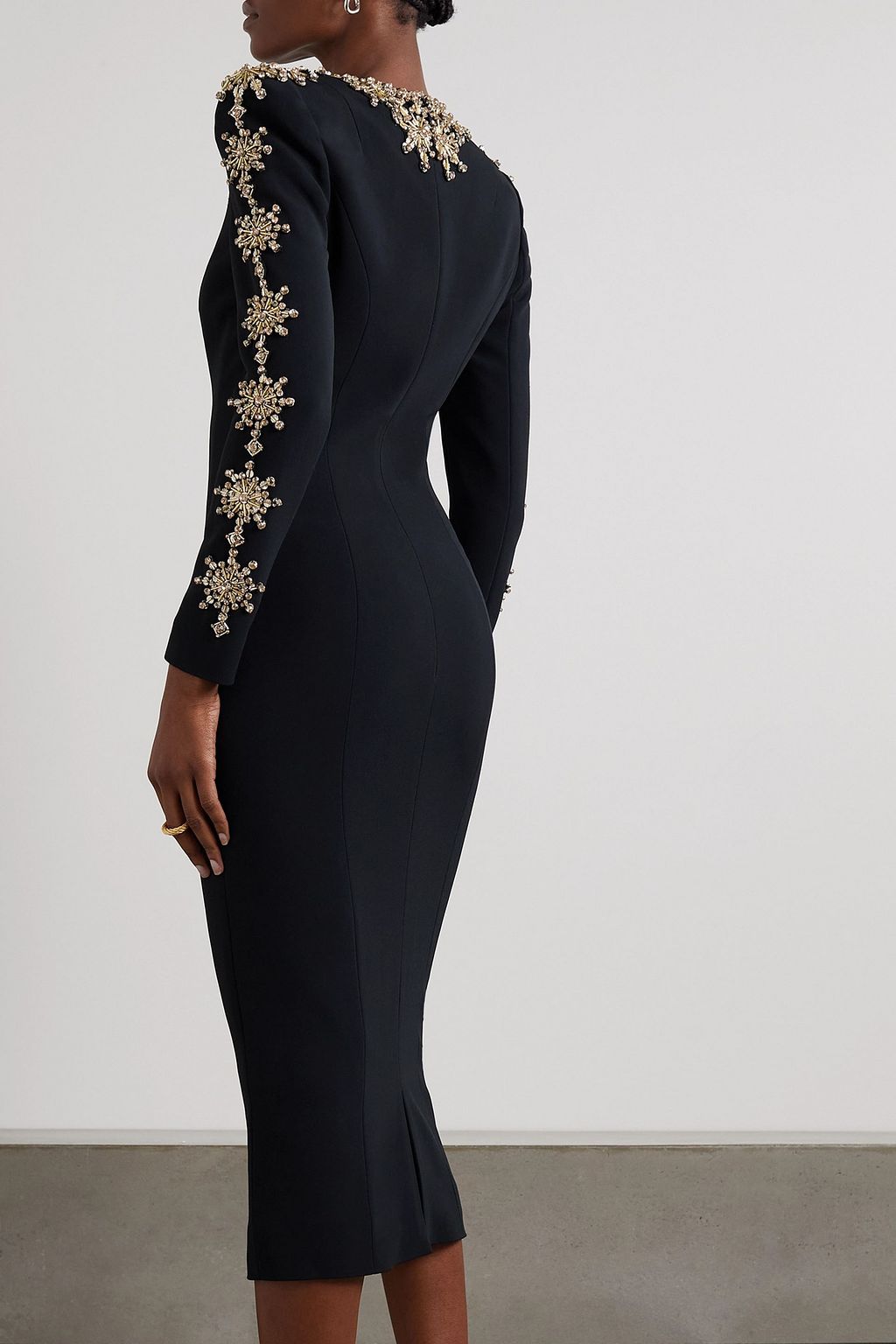 JENNY PACKHAM Ester embellished stretch-crepe midi dress