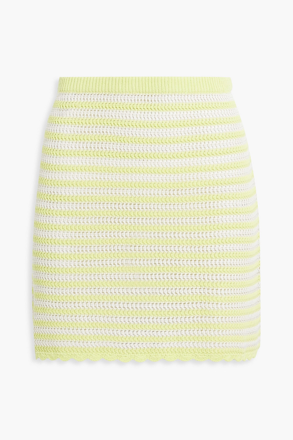 AlexaChung Striped crochet-knit cotton mini skirt