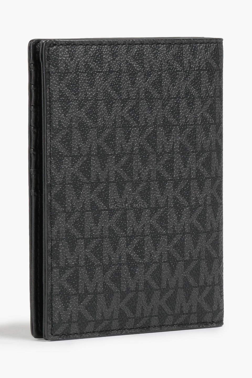 Michael Michael Kors Logo-print Textured Faux Leather Passport Cover In Black