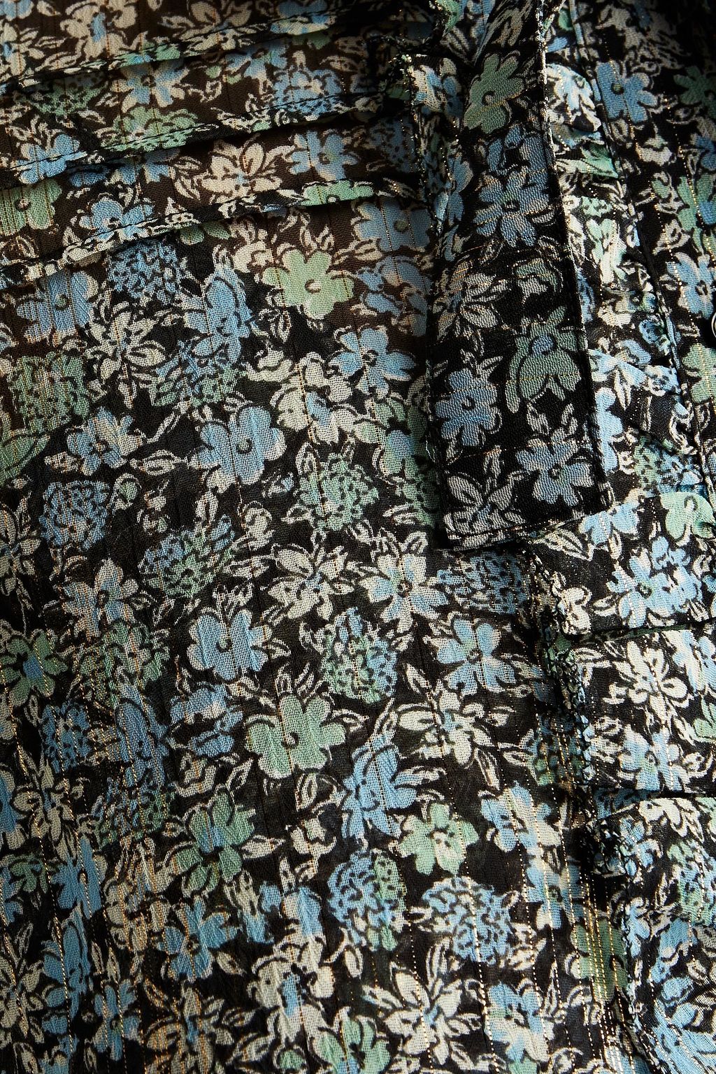 MAJE Floral-print metallic fil coupé chiffon blouse