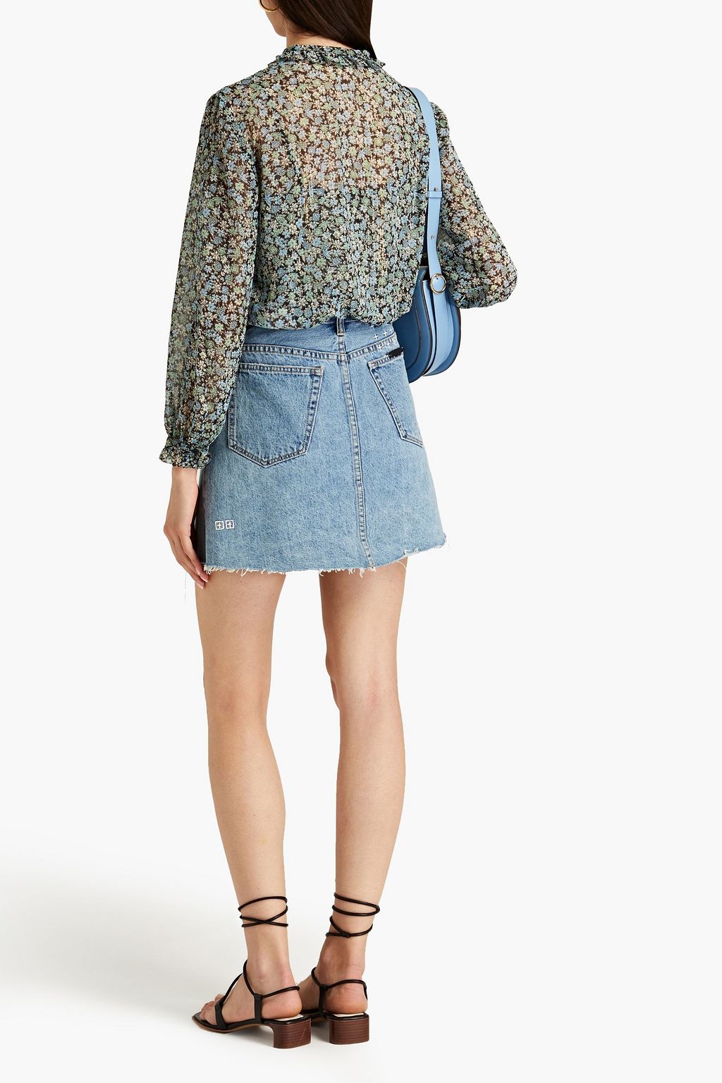 MAJE Floral-print metallic fil coupé chiffon blouse