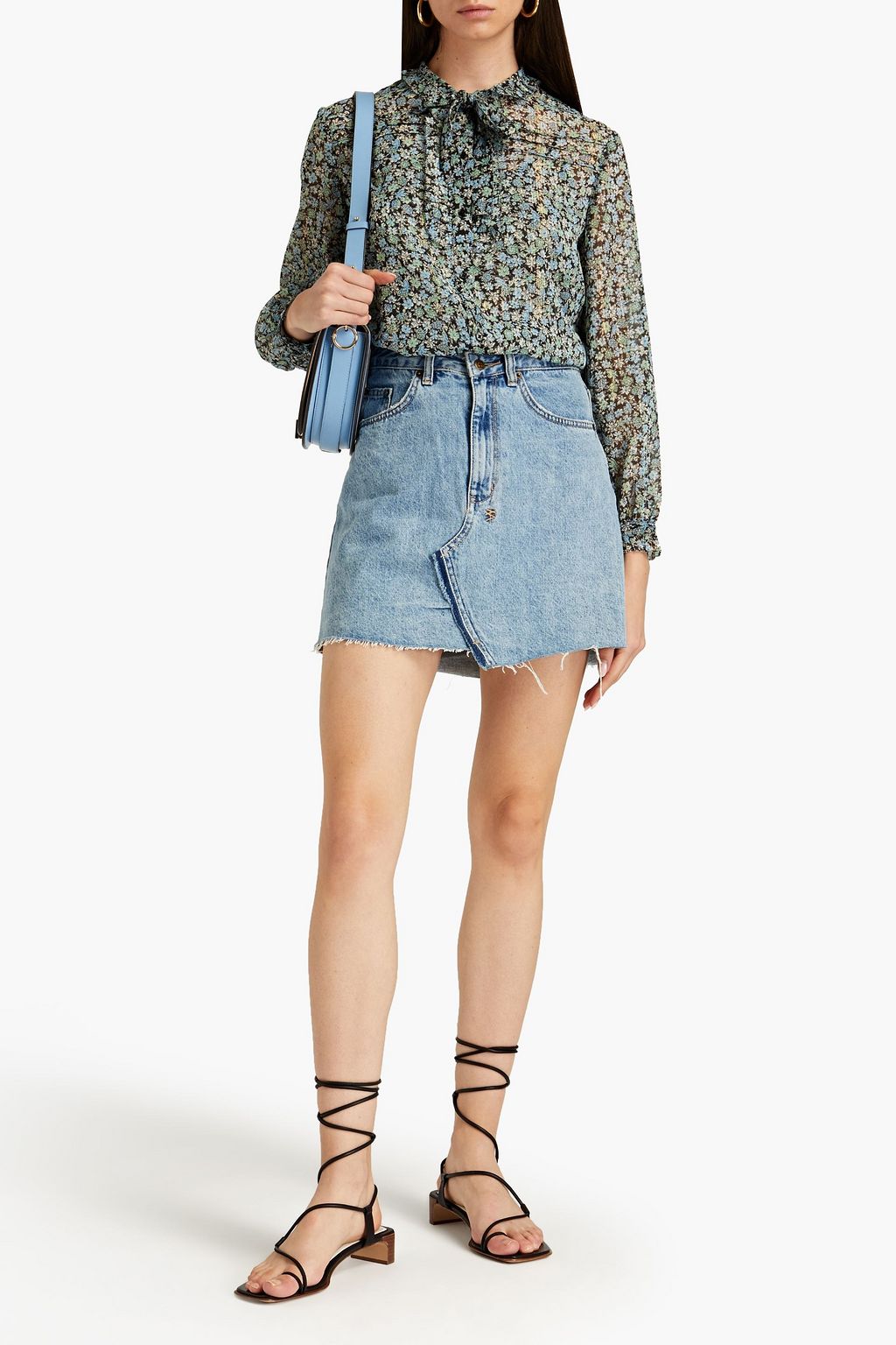 MAJE Floral-print metallic fil coupé chiffon blouse