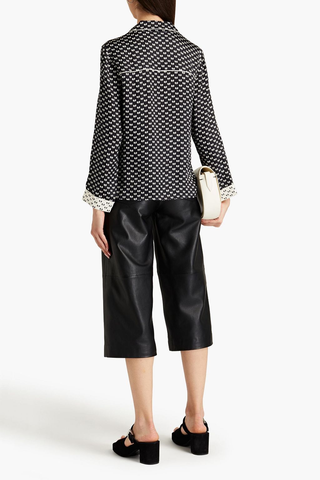 MAJE Printed satin-crepe shirt