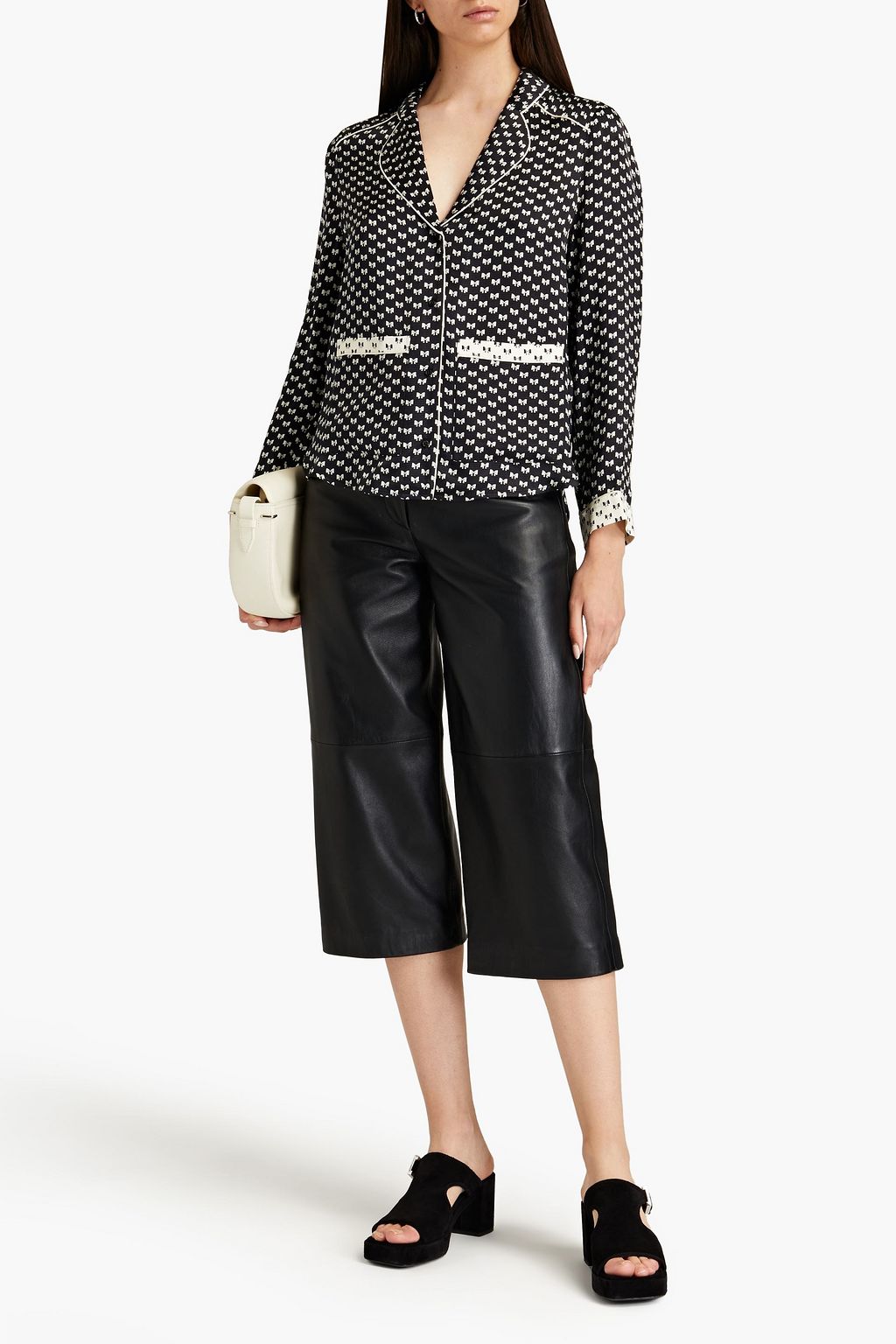 MAJE Printed satin-crepe shirt