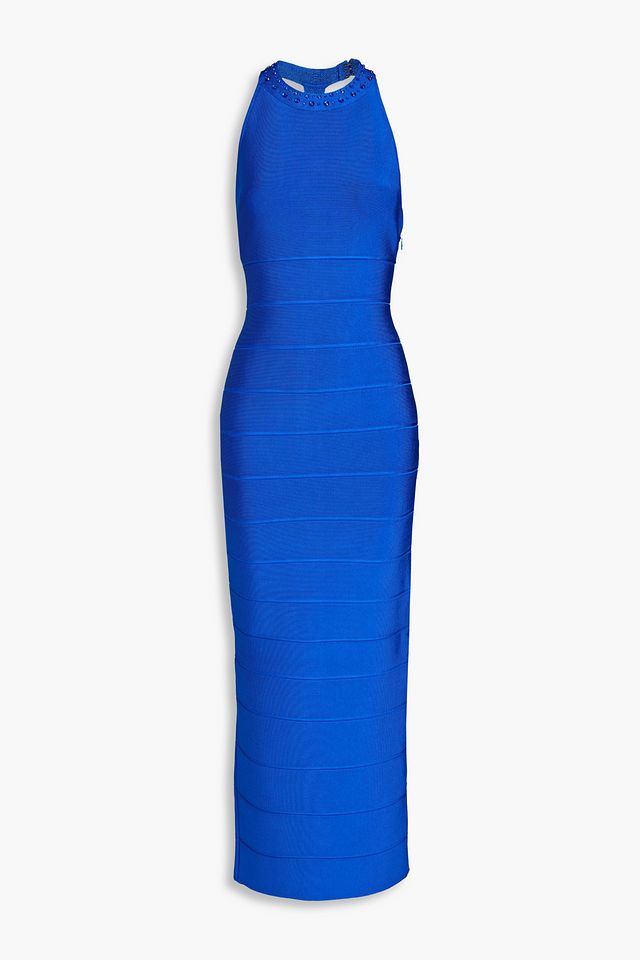 Crystal-embellished bandage maxi dress