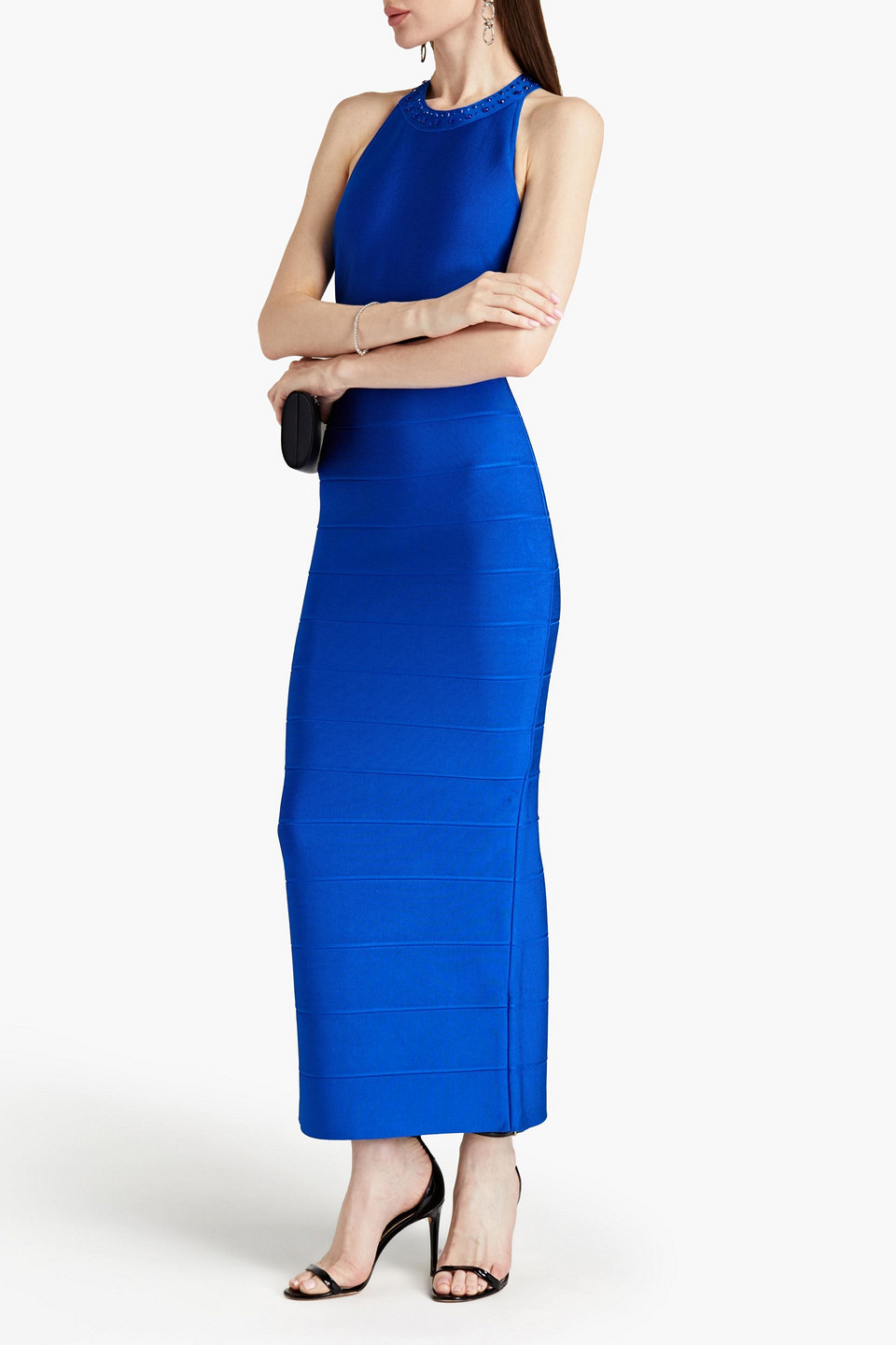 Herve Leger Crystal-embellished Bandage Maxi Dress In Cobalt Blue