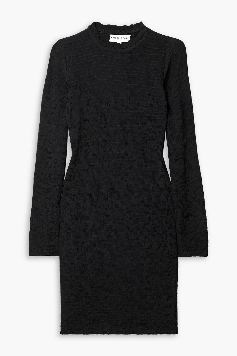 Apiece Apart Suenos Smocked Ruffled Voile Mini Dress In Black