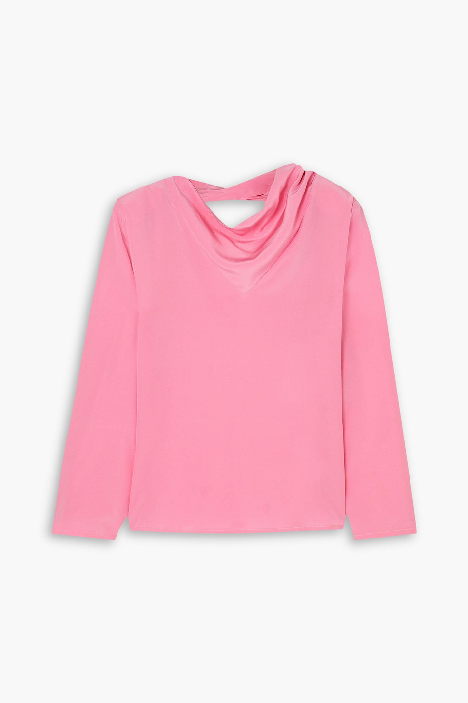 Envelope 1976 Throw Draped Silk Crepe De Chine Top In Pink