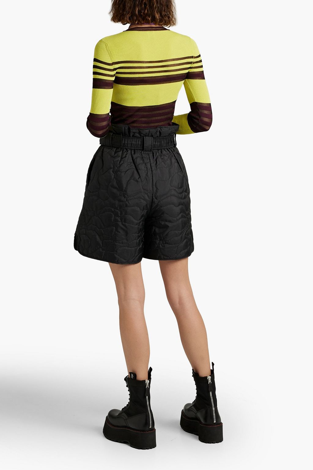GANNI Quilted shell shorts