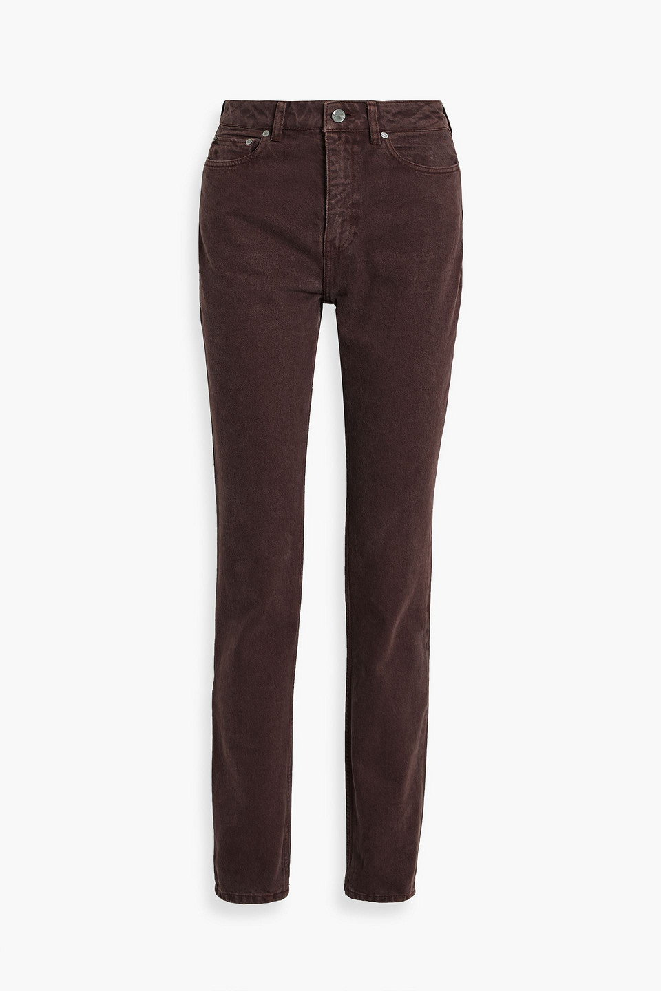 ganni - high-rise straight-leg jeans - brown - 28