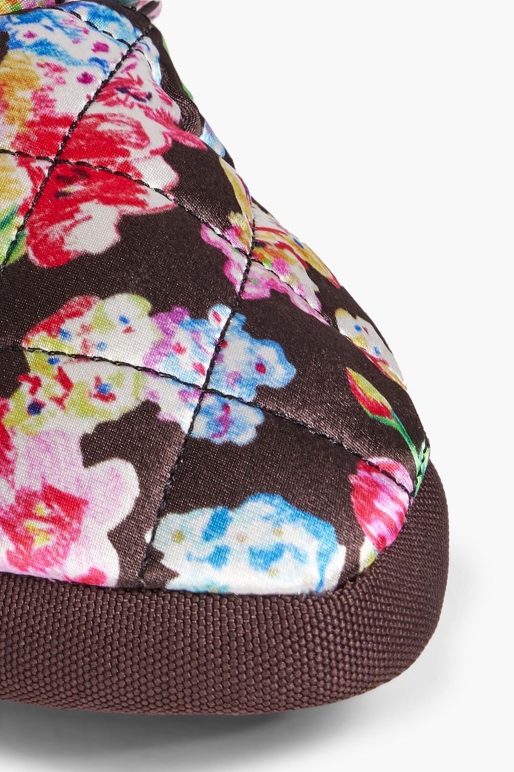 GANNI Quilted printed satin slippers