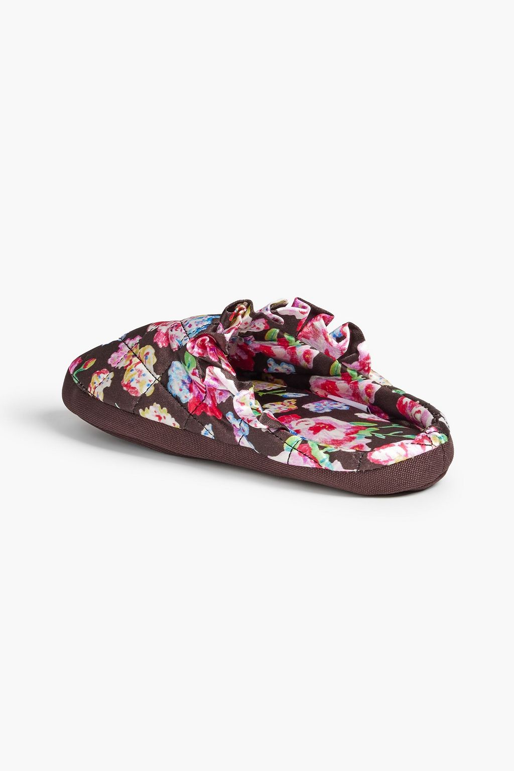 GANNI Quilted printed satin slippers