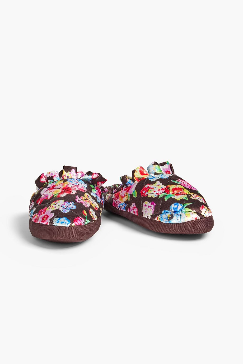 GANNI Quilted printed satin slippers