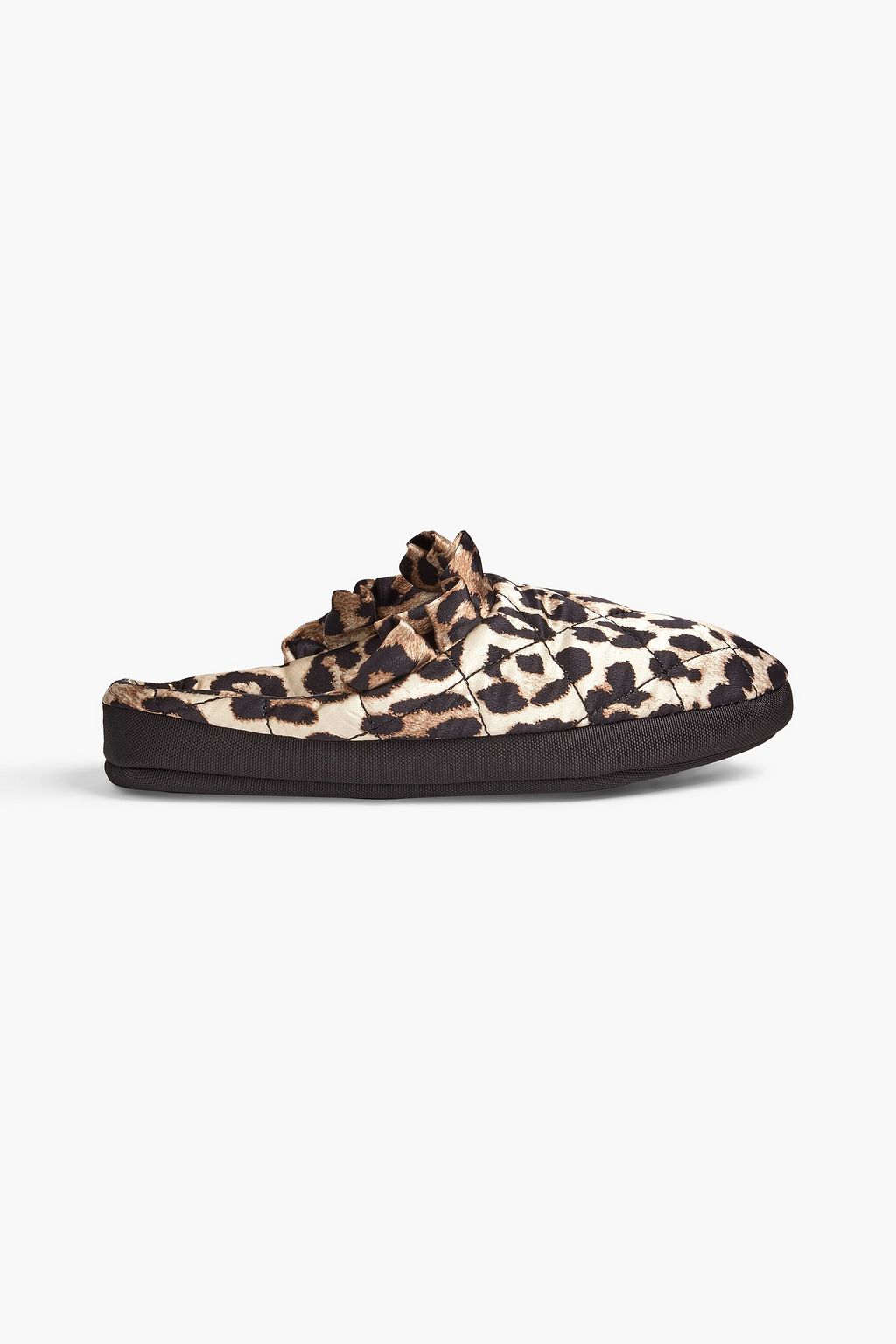 GANNI Quilted leopard-printed satin slippers | THE OUTNET