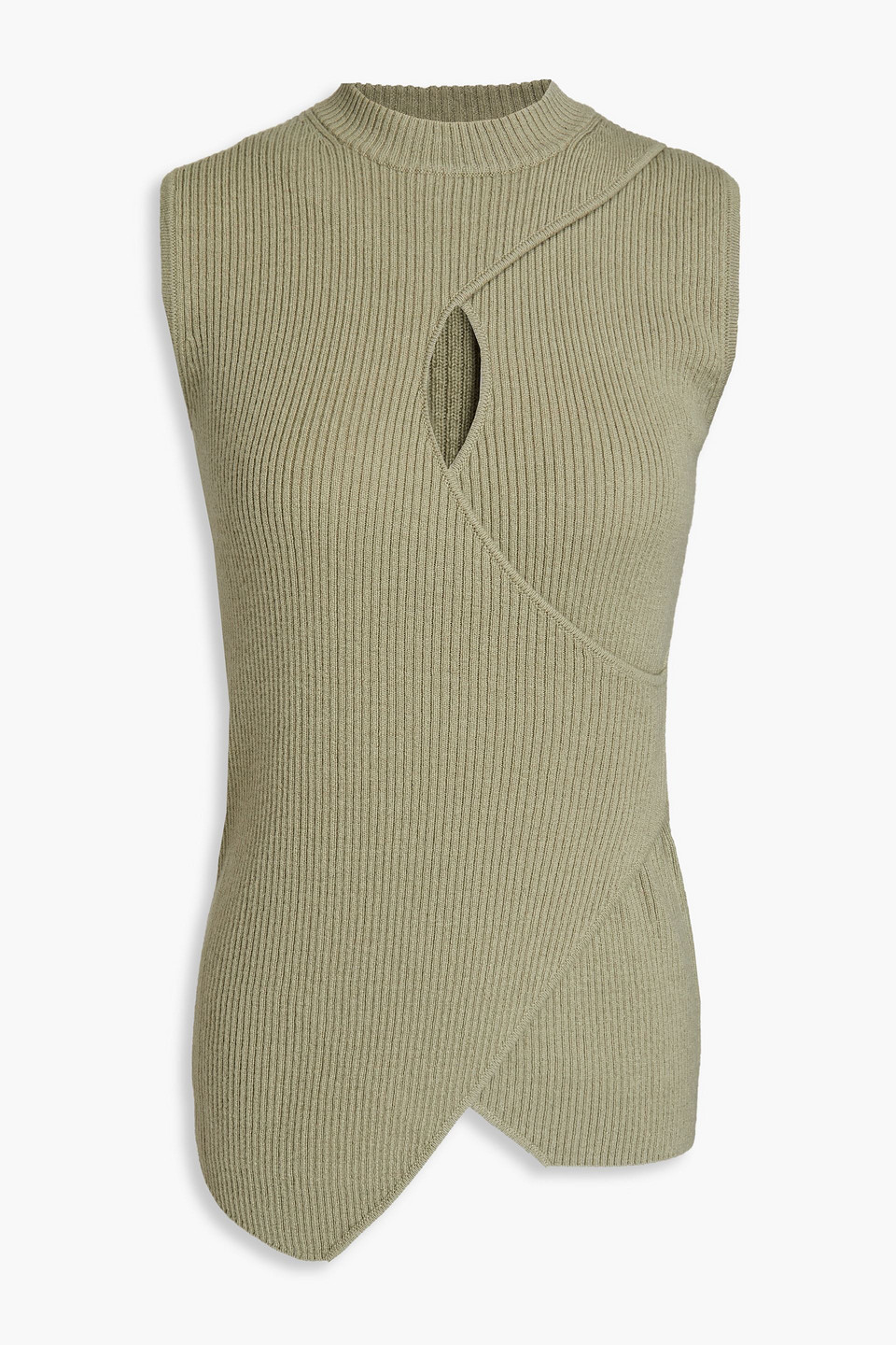 Safiyaa Tala Ribbed Cashmere Top In Green