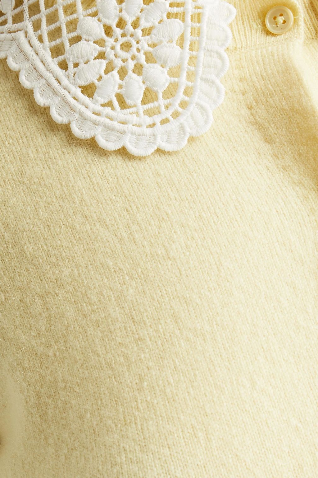 MAJE Crocheted lace-trimmed cashmere-blend cardigan