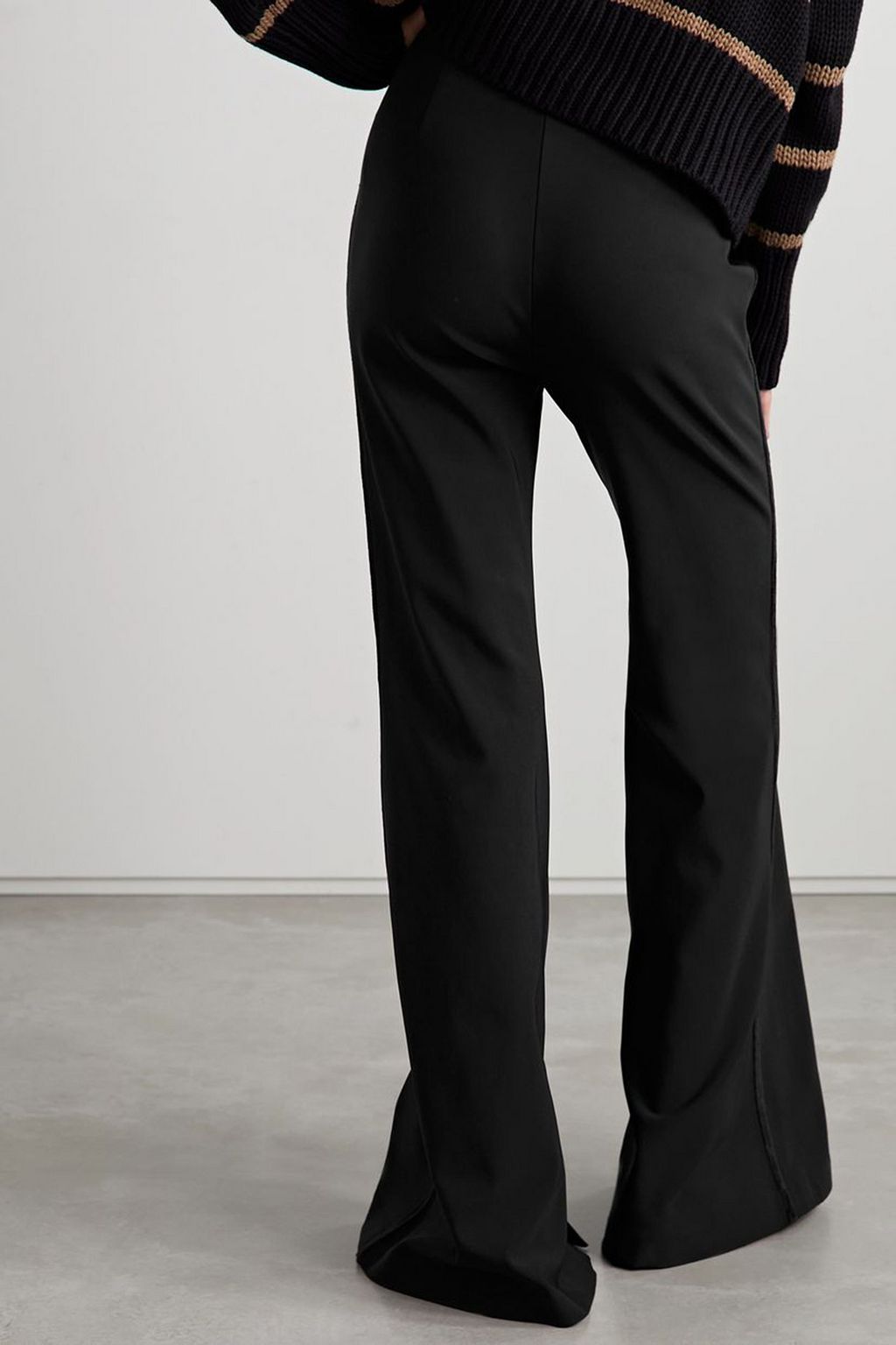 LA LIGNE Velvet-trimmed stretch-cady flared pants