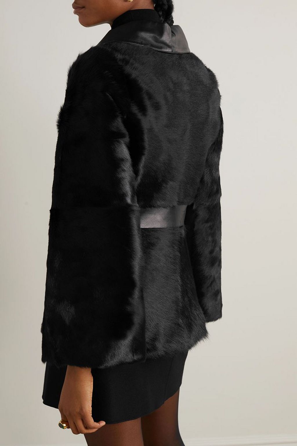 BY MALENE BIRGER Cloelle leather-trimmed calf hair jacket