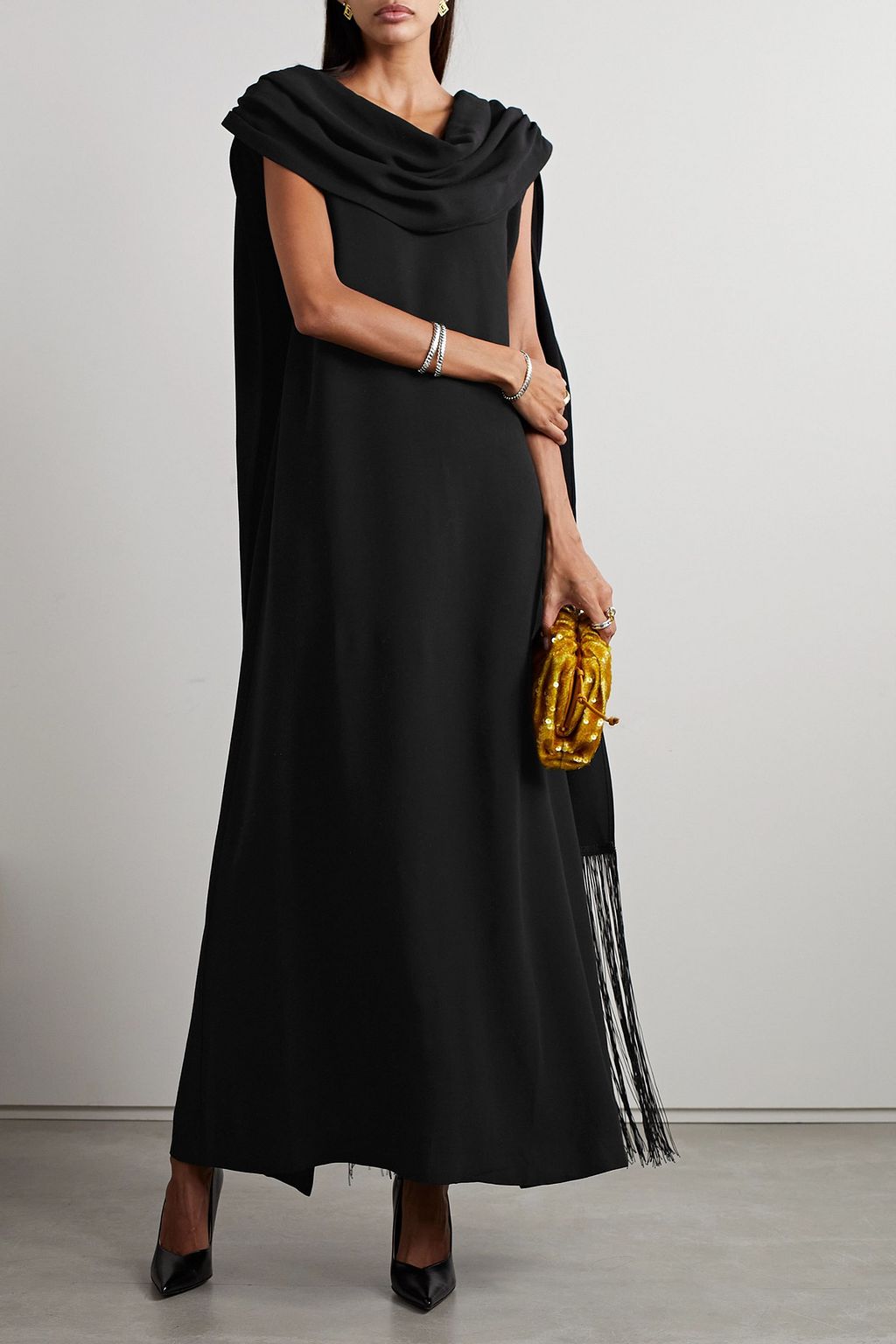 BY MALENE BIRGER Cressida draped fringed crepe maxi dress