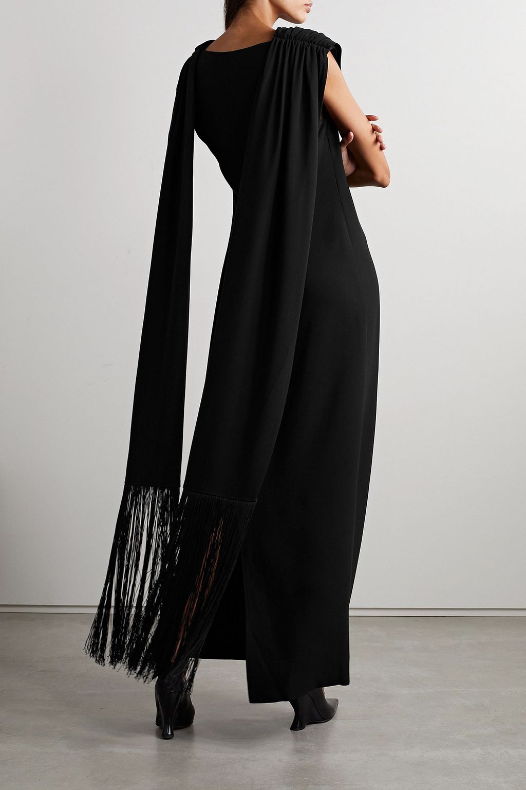 BY MALENE BIRGER Cressida draped fringed crepe maxi dress